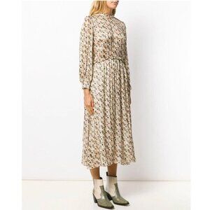 Sandro Paris Cowboy Boot Print Silk-Blend Midi Dress